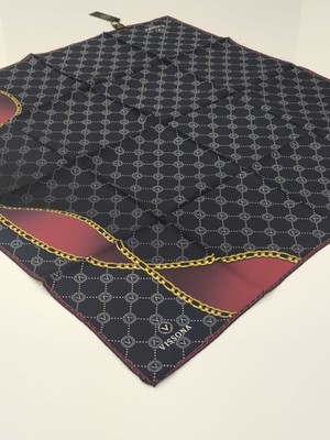 Vissona Tivil Ipek Eşarp Zincir Model Lacivert Bordo 1018-1