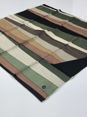 Vissona Tivil Ipek Eşarp Siyah Yeşil Vizon 1004-1