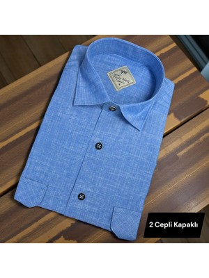 Eren Style Pamuklu Uzun Kollu Çift Cepli Kapaklı Gömlek (Regular Kalıp)