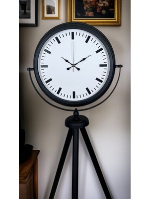 N&M Store Siyah & Beyaz Saf Sade Tasarım Tripod Ayaklı Saat