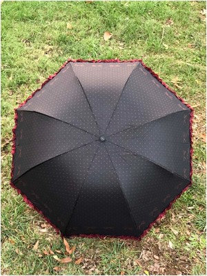 Normadia Şık Siyah Kadın Şemsiyesi, Kırılmaz ve Fırfır Detaylı, Rüzgarla Uyumlu