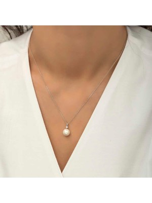 Tuncel Store 925 Ayar Gümüş Yuvarlak Inci Kadın Gümüş Kolye T5970 (945)