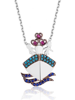 Tuncel Store 925 Ayar Gümüş Titanik Bayan Gümüş Kolye PT2610508 (945)