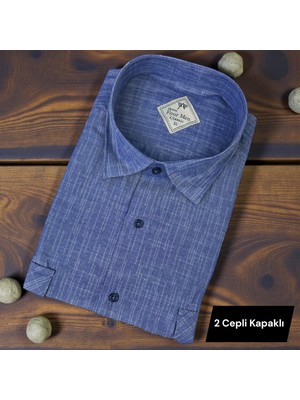 Eren Style Pamuklu Uzun Kollu Çift Cepli Kapaklı Gömlek (Regular Kalıp)