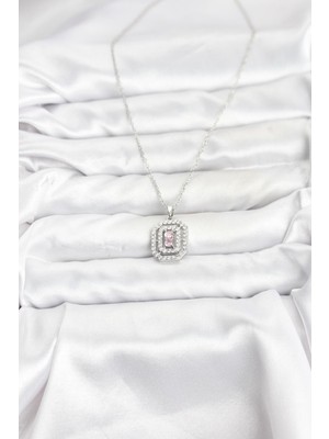 ForWhat Zarif Boyunlar Için Silver Çelik Zincirli Zirkonlu Plaka Kadın Kolye