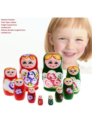 Evaglow Rusya'dan Geleneksel Dekoratif Ahşap Matruşka Seti 5 Adet