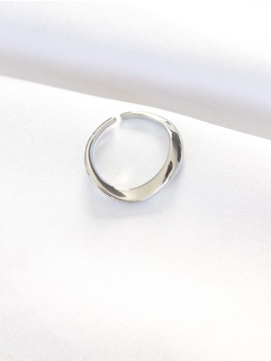 Pusat Yassı Silver Renk Ayarlanabilir Yüzük - Lisinya