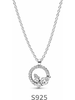 Poseidons Jewellery S925 Işıltılı Herbaryum Yuvarlak ve Küme Kolye