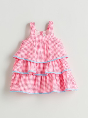 Lc Waikiki Yeni Sezon Ekose Kız Çocuk Keten Karışımlı Elbise