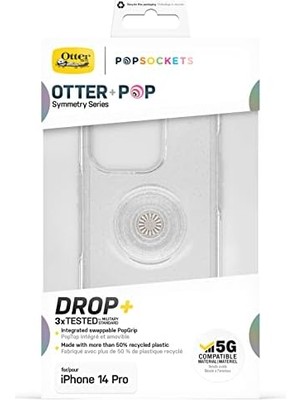14 Pro Otter+Pop Kılıfı, Darbeye Dayanıklı, Düşmeye Dayanıklı, Popsockets Popgrip'li Koruyucu Kılıf, Askeri Standartlara Göre 3 Kez Test Edilmiştir, Yıldız Tozu