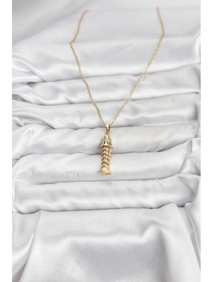 ForWhat Zarif Boyunlar Için Golden Çelik Zincirli Zirkonlu Balık Tip Kadın Kolye