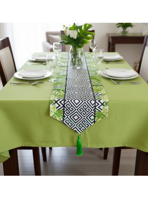 Özel Tasarım Premium Duck Keten Cicekli Masa Örtüsü & Runner Takımı