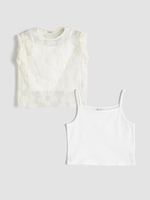 Lc Waikiki Yeni Sezon Bisiklet Yaka Çiçekli Kız Çocuk Bluz