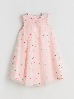 Lc Waikiki Yeni Sezon Kalp Baskılı Kız Çocuk Tül Elbise