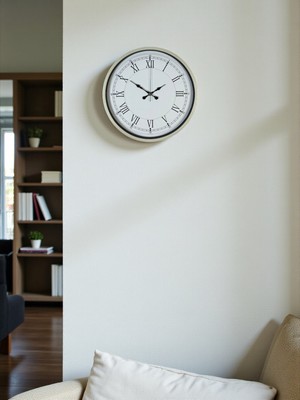 N&M Store Zentime 36 cm Krem Dekoratif Duvar Saati