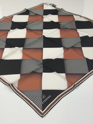 Vissona Tivil Ipek Eşarp Siyah Kiremit 1006-1