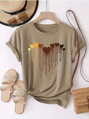 Punix Punıx Büyük Beden Özel Seri Kalbin Renkleri Baskılı %100 Pamuk Oversize Modern Battal Kadın T-Shırt