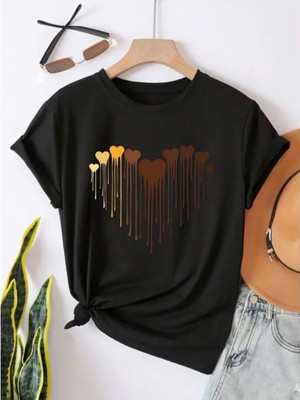 Punix Punıx Büyük Beden Özel Seri Kalbin Renkleri Baskılı %100 Pamuk Oversize Modern Battal Kadın T-Shırt