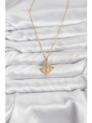 ForWhat Zarif Boyunlar Için Golden Çelik Zincirli Zirkonlu Sonsuzluk Kadın Kolye