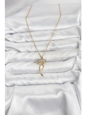ForWhat Zarif Boyunlar Için Golden Çelik Zincirli Fiyonk Kadın Kolye