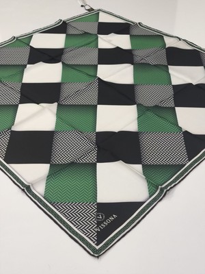 Vissona Tivil Ipek Eşarp Siyah Yeşil 1006-2