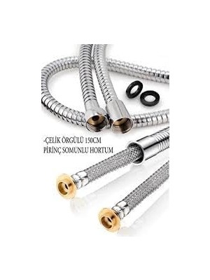 Prinç Başlıklı Çelik Örgülü Duş Hortumu 150 cm
