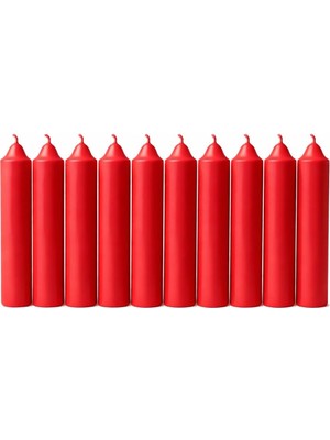 10’lu Kırmızı Dilek Mumu Seti – Kaliteli ve Pürüzsüz Dış Yapılı, Içten Yanan Fitilli, Silindir Blok Tasarımlı, Dekoratif ve Ritüel Kullanımına Uygun Mumlar