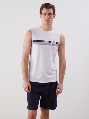 Lc Waikiki Yeni Sezon Bisiklet Yaka Baskılı Erkek Kolsuz Tişört