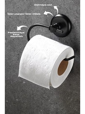 Yapışkanlı Tuvalet Kağıtlığı Wc Kağıtlık Tuvalet Kağıdı Askısı Siyah