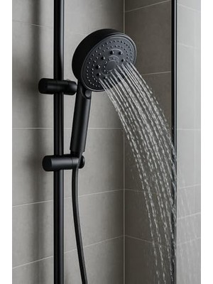 Store Siyah Duş Başlığı – Yüksek Basınçlı, Su Tasarruflu, Kolay Montaj, Kireç Önleyici, Banyo Aksesuarı
