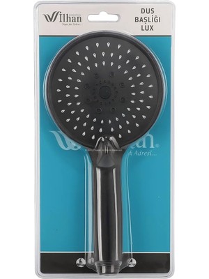 Lux Turbo Duş Başlığı, 5 Farklı Akış, Yüksek Basınçlı, Su Tasarruflu, Ultra Dayanıklı, Çok Fonksiyonlu, Yüksek Kalite, Vakumlu Ambalaj, El Duşu (Siyah)