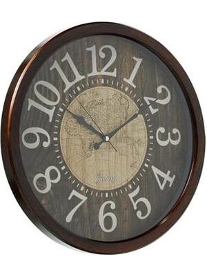 Galaxy 706-3 Modern Kadranlı Dünya Haritalı Sessiz Akar Duvar Saati, 42CM