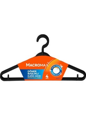 Döner Başlıklı Elbise Askısı 4'lü Paket, Çok Amaçlı Askı Ipi ve Etek Asma Aparatlı