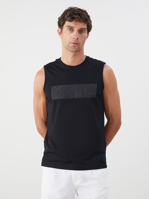 Lc Waikiki Yeni Sezon Bisiklet Yaka Baskılı Erkek Kolsuz Tişört