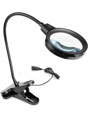 Pazarcan 12 LED Clipslı Işıklı Büyüteç,ışıklı Masa Lambası Çalışma Lambası