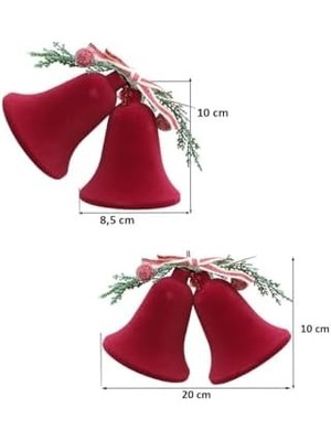 Astaş Kadife Çan Yılbaşı Ağacı Süsü Bordo 2'li Set