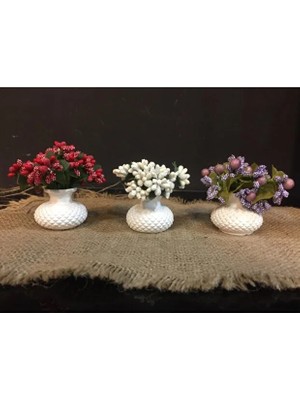Metsare Üçlü Dekoratif Mini Set Çiçekli - Dekoratif Obje Biblo, Kahve Sunum Tepsi Objesi, Masa Süsü, Banyo Aksesuarları, Mini Vazo, Mutfak Dekoratif Aksesuarlar, Dekoratif Çiçek
