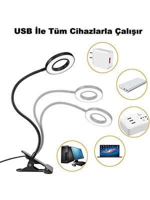 Akrobat Masa Lambası USB Girişli Göz Koruyucu Klipsli Masaya Sabitlenen Ayarlanabilir Işık Seviyesi Çok Fonksiyonlu LED Masa Lambası Sarı Beyaz Gün Işığı 3 Modlu Masa Lambası Çalışma Lambası