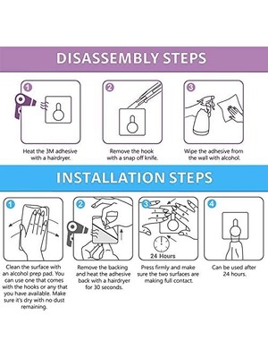 Wislter Yapışkanlı Duvar Kancaları Banyo Mutfak 24 Paket Ağır Hizmet 10 kg (Maks) Çivisiz Yapışkan Askılar Paslanmaz Kancalı Yardımcı Havlu Banyo Tavan Kancaları