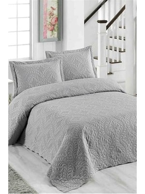 Örtüm Sarmaşık Tek Kişilik Düz Renk Yatak Örtüsü Takımı - Gri