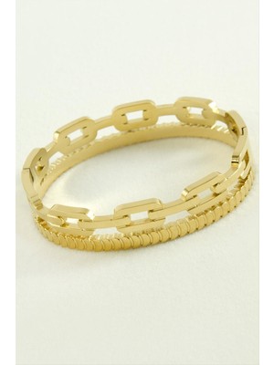 Ayena Moda Zincir Şekilli Lüks Çelik Kelepçe Bileklik