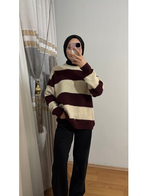 Mixray Çizgili Basic Triko Kazak