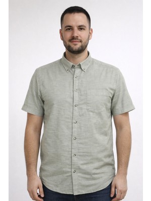 Modaplaza Erkek Keten Armürlü Kısa Kol Gömlek