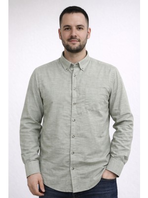 Modaplaza Erkek Keten Armürlü Uzun Kol Gömlek