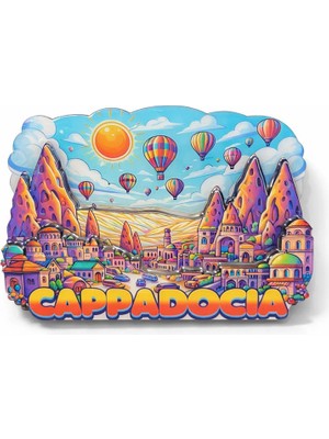 İntora Kapadokya Temalı Ahşap Buzdolabı Magneti Model 4