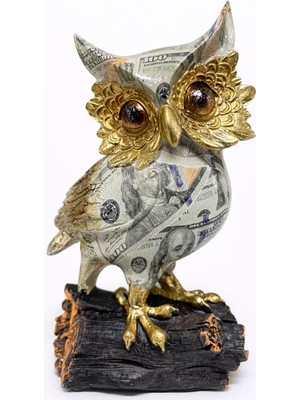 Tbl Dekor Dolar Baskılı Özel Tasarım Polyester Baykuş - 17X10 cm