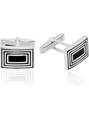 Inure Jewelry Gümüş Çizgili Kol Düğmesi