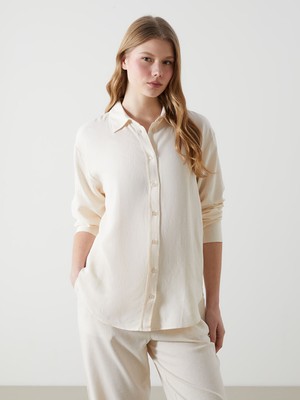 Lc Waikiki Yeni Sezon Keten Karışımlı Kadın Gömlek