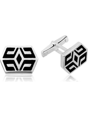 Inure Jewelry Gümüş Desenli Kol Düğmesi