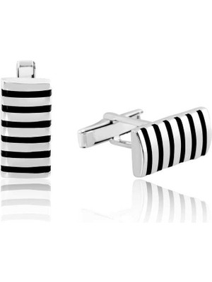 Inure Jewelry Gümüş Çizgili Kol Düğmesi